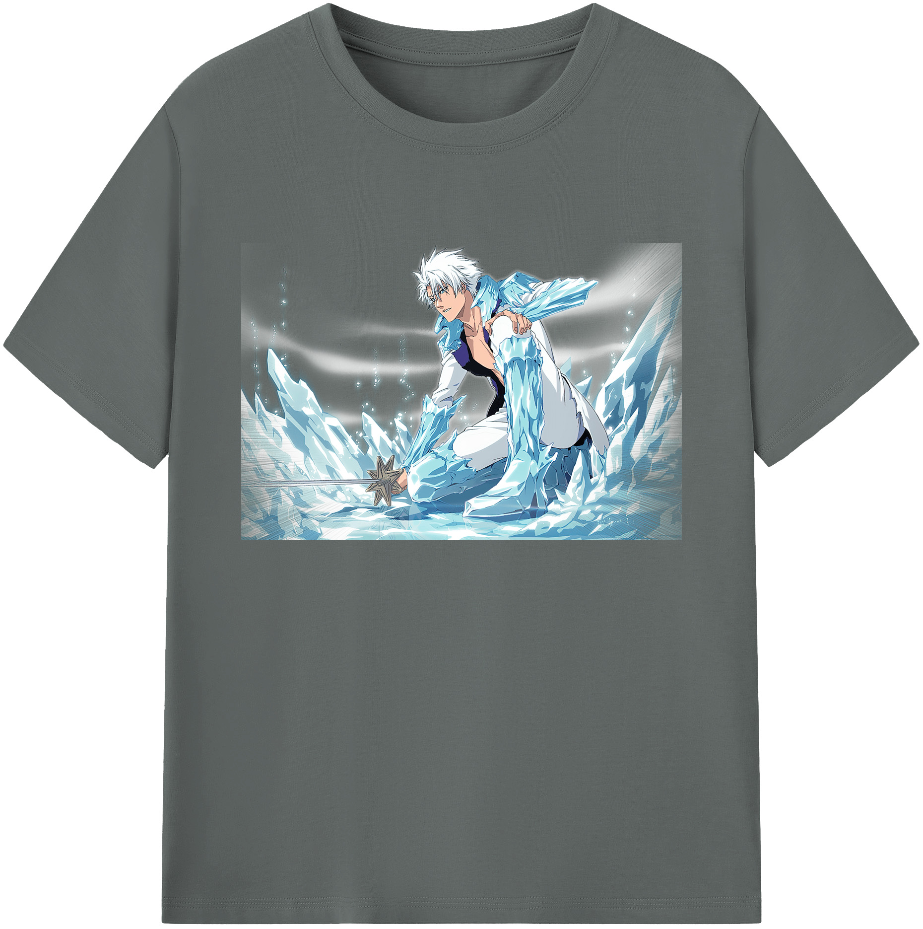 （画像用） ブリーチ 日番谷冬獅郎（ひつがや とうしろう） BLEACH Hitsugaya Toushirou 綿100％ メンズ半袖Tシャツ｜肌触りやわらか＆通気性